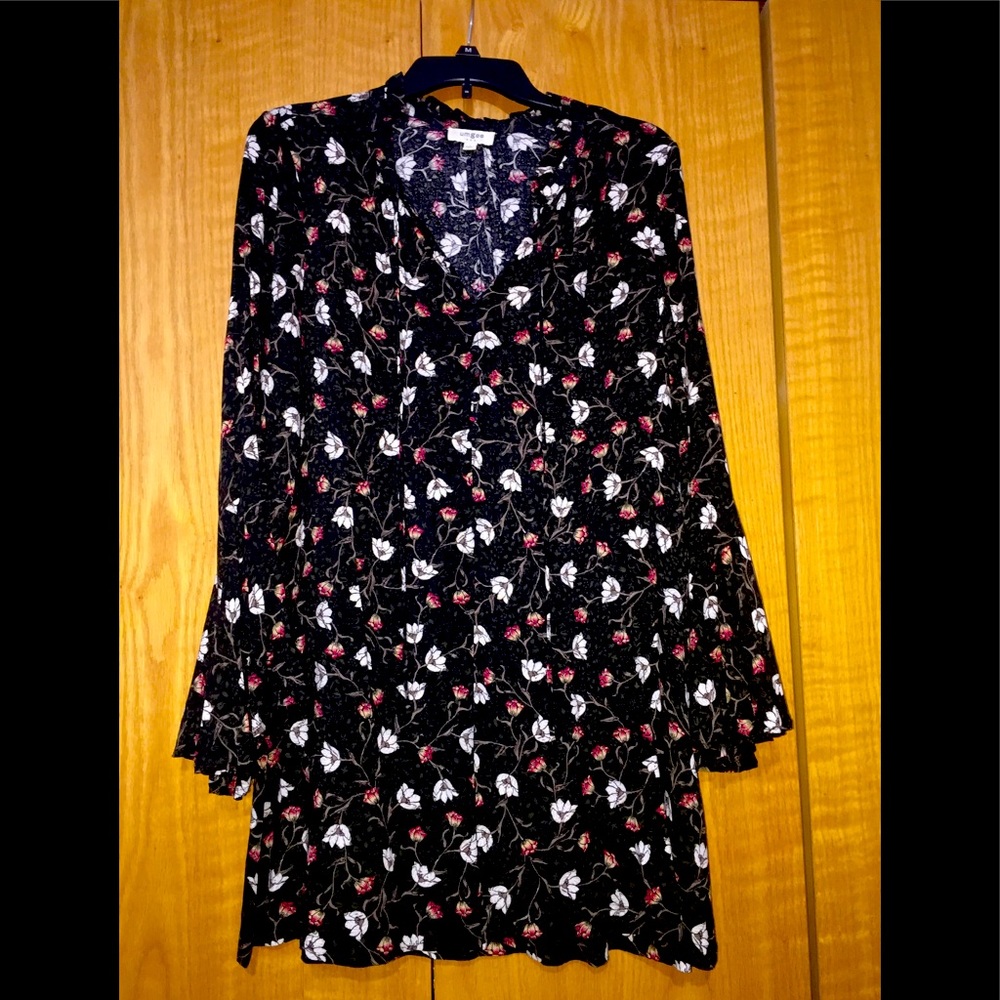 Black flower patterned dress